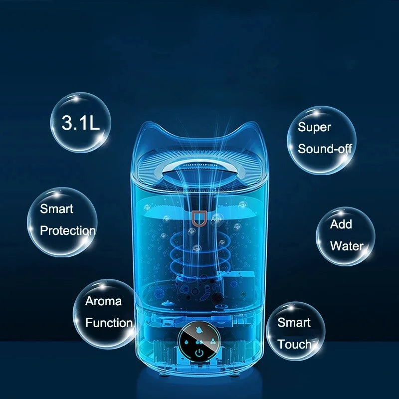 4100ML Air Humidifier Touch Screen Aroma Diffuser Large Aromatherapy