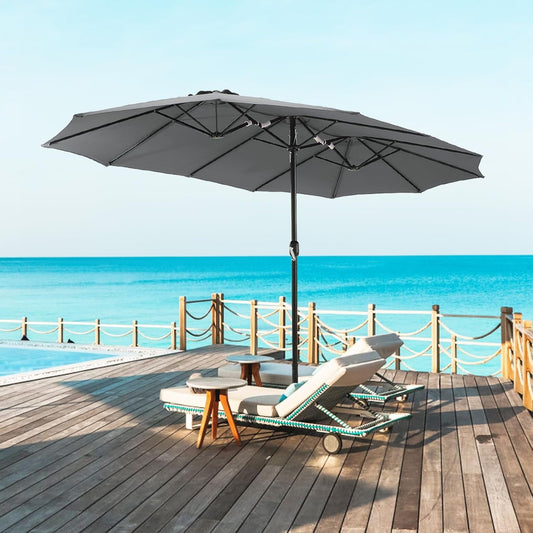 15Ft Large Patio Umbrella, Double Sided Extra Large Umbrella with