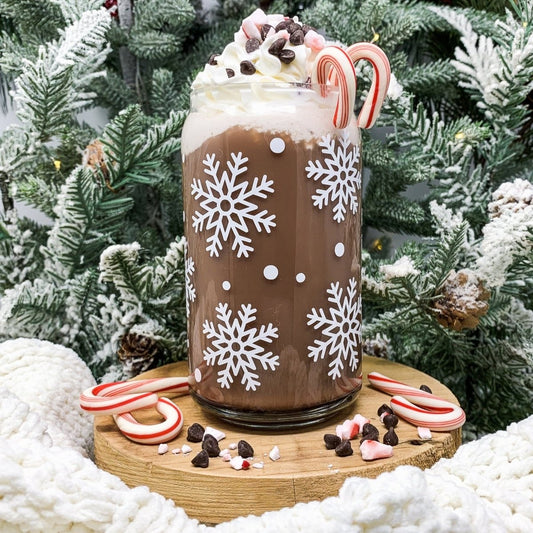 16 oz Beer Can Glass |  Snow Flakes